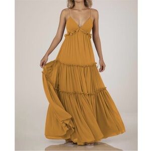 Sorella Vita - Harvest Gold Layered
Chiffon Maxi Dress